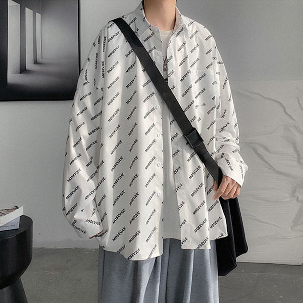 Cămașă bărbătească model larg cu inscripții