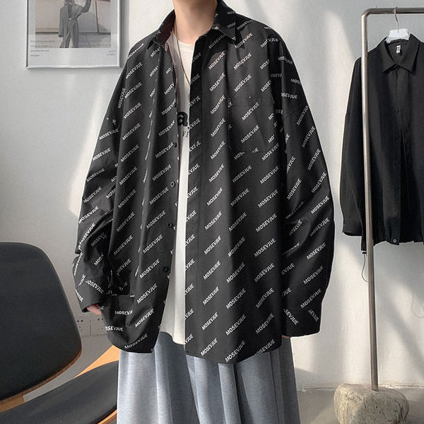 Cămașă bărbătească model larg cu inscripții