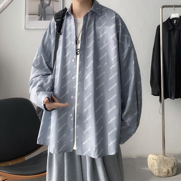 Cămașă bărbătească model larg cu inscripții