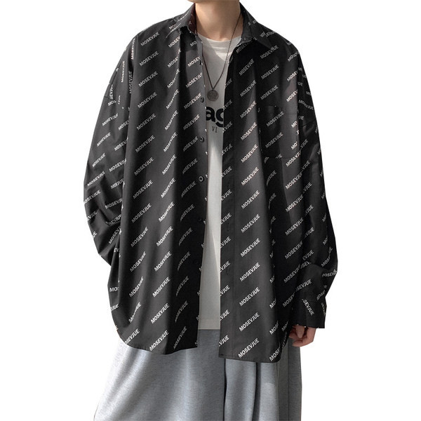 Cămașă bărbătească model larg cu inscripții