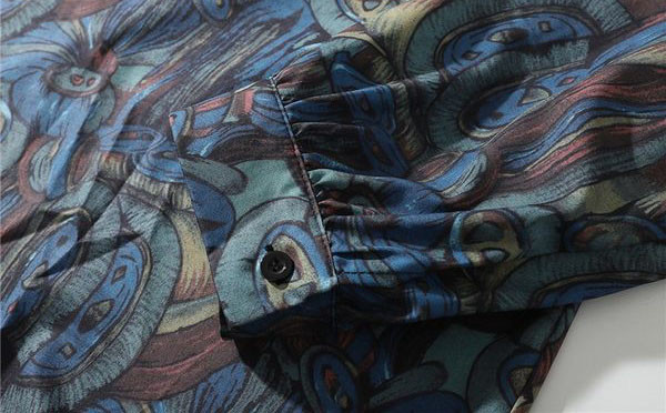 Cămașă pentru bărbați în stil retro, cu guler clasic și mâneci lungi