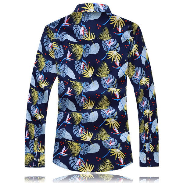 Cămașă casual bărbătească cu imprimeu și mâneci lungi