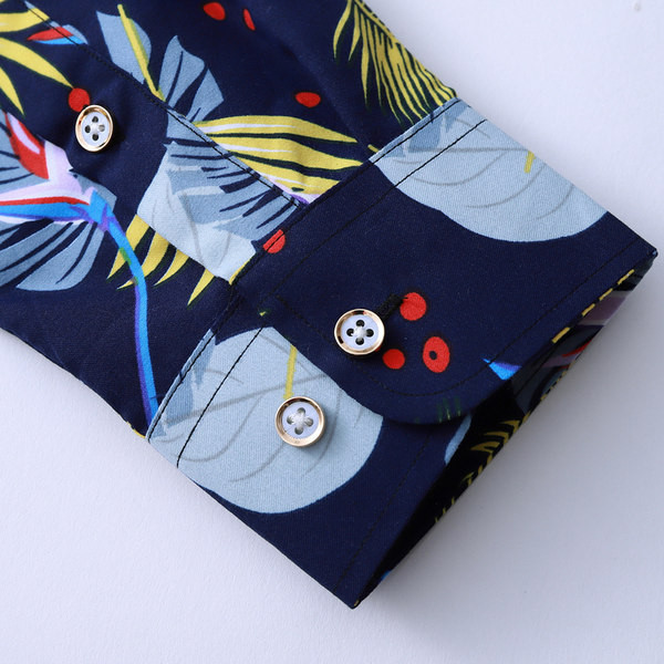 Cămașă casual bărbătească cu imprimeu și mâneci lungi