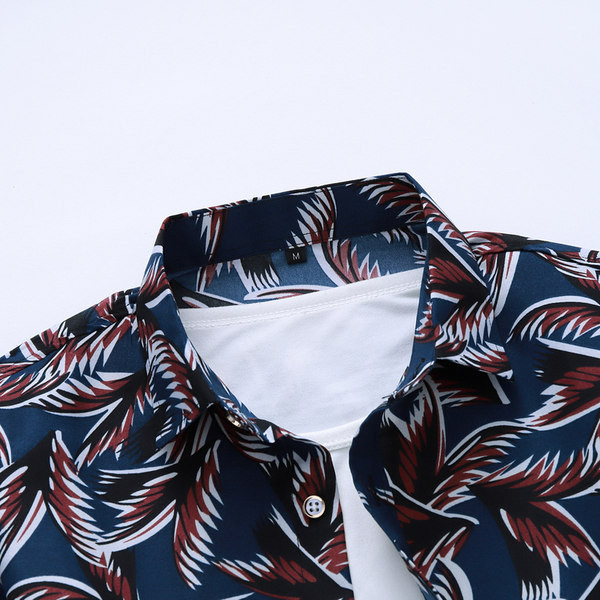 Cămașă modernă pentru bărbați cu nasturi și mâneci lungi-motiv floral