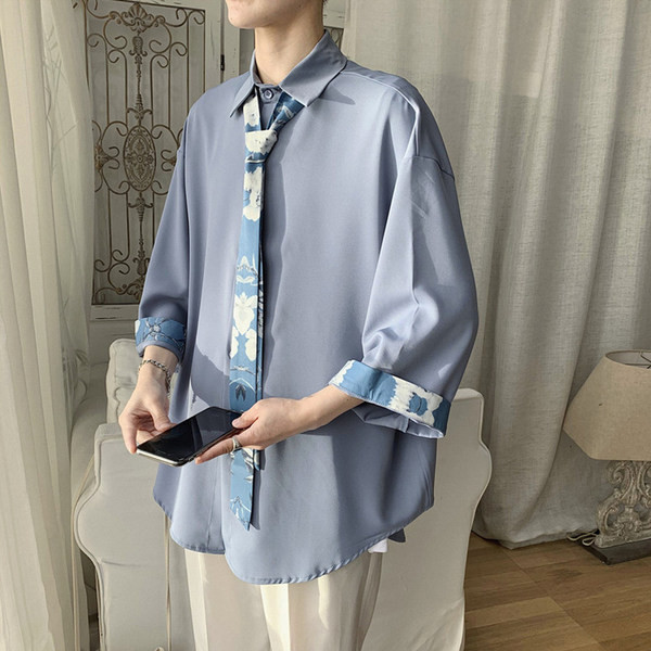 Cămașă pentru bărbați cu mâneci largi 3/4