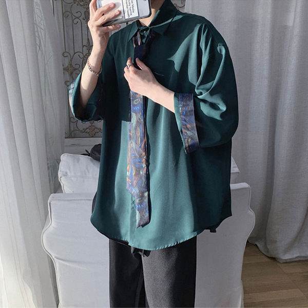 Cămașă pentru bărbați cu mâneci largi 3/4