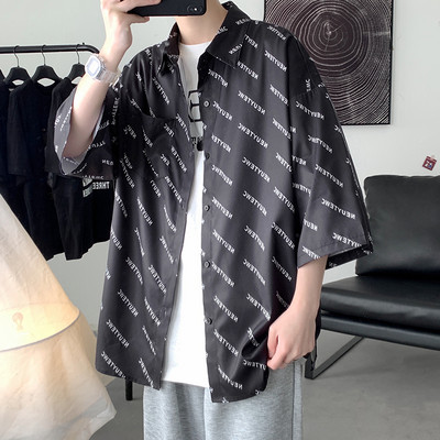 Cămașă casual pentru bărbați cu mâneci scurte și nasturi în trei culori