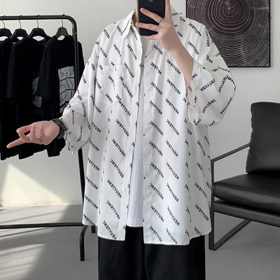 Cămașă casual pentru bărbați cu mâneci scurte și nasturi în trei culori