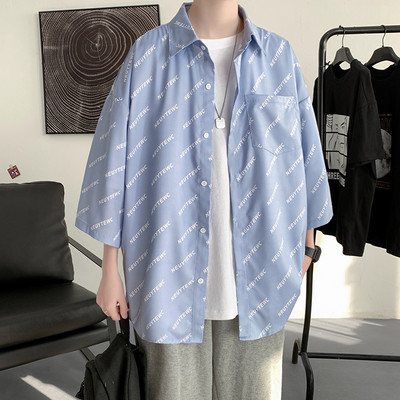 Cămașă casual pentru bărbați cu mâneci scurte și nasturi în trei culori