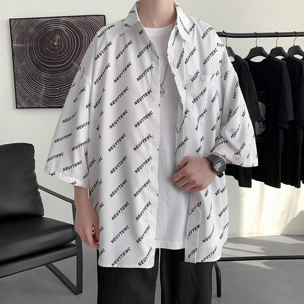 Cămașă casual pentru bărbați cu mâneci scurte și nasturi în trei culori