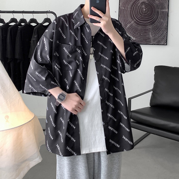 Cămașă casual pentru bărbați cu mâneci scurte și nasturi în trei culori