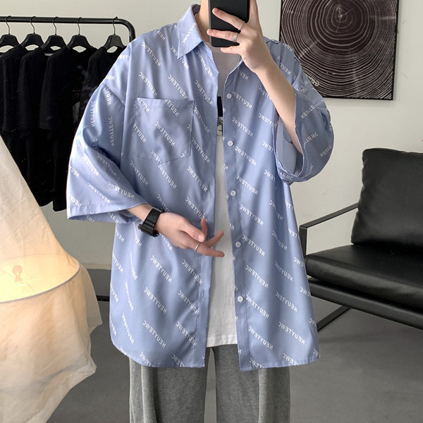 Cămașă casual pentru bărbați cu mâneci scurte și nasturi în trei culori