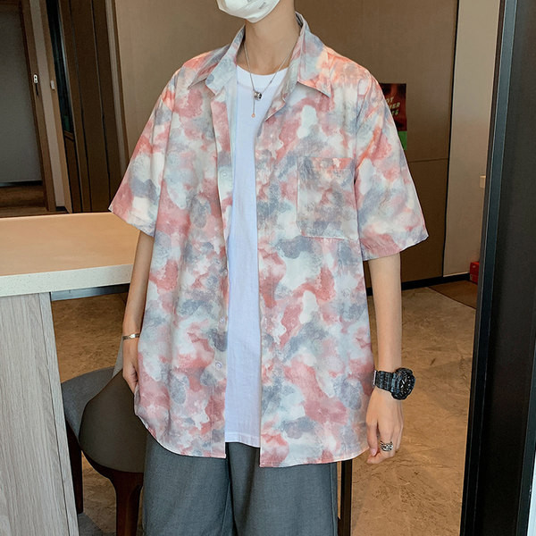 Vīriešu ikdienas krekls divās krāsās ar īsām piedurknēm