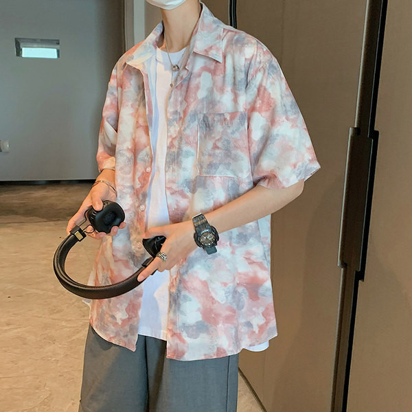 Vīriešu ikdienas krekls divās krāsās ar īsām piedurknēm