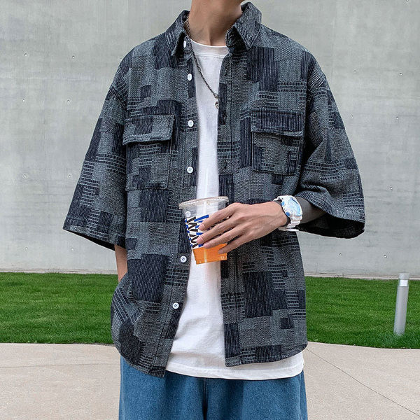 Ανδρικό μοντέρνο πουκάμισο με τσέπη και κλασικό κολάρο