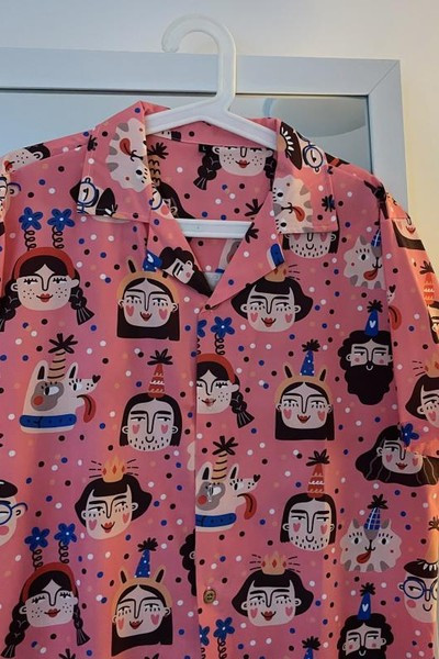 Cămașă pentru bărbați cu guler clasic și mâneci scurte - culoare roz