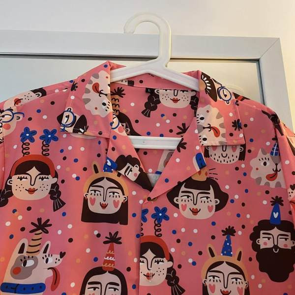 Cămașă pentru bărbați cu guler clasic și mâneci scurte - culoare roz