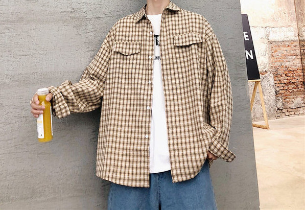 Muška retro košulja s O izrezom i dugim rukavima