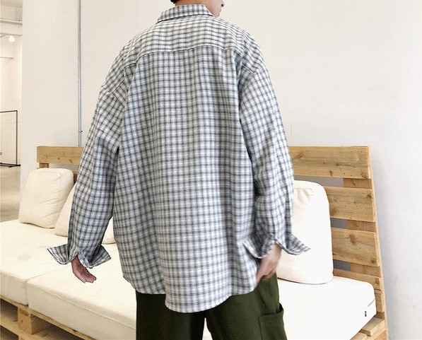 Muška retro košulja s O izrezom i dugim rukavima