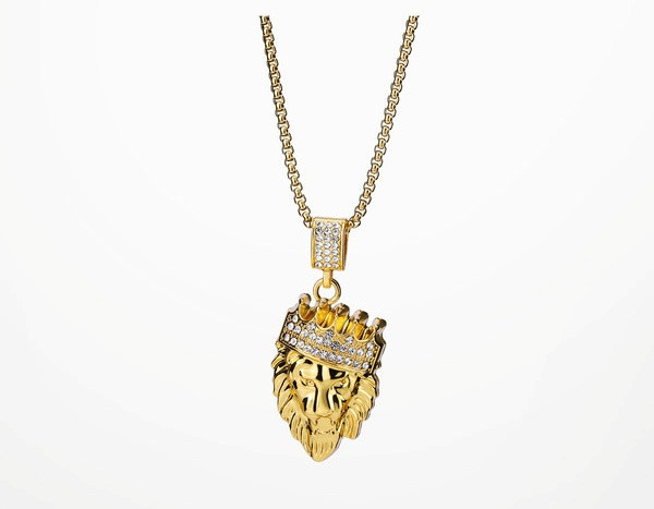 Stilinga vyriška grandinėlė su pakabuku ir dekoratyviniais akmenimis