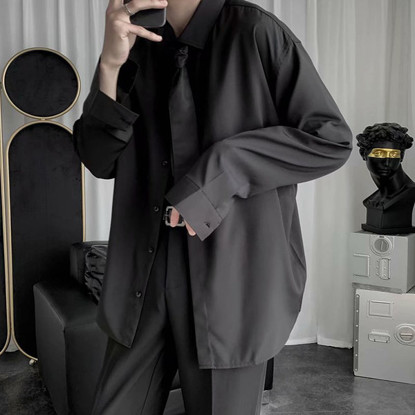 Camasa barbati casual model uni cu maneci lungi si nasturi