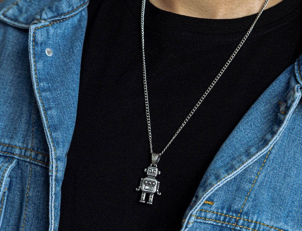 Lanț modern pentru bărbați cu pandantiv robot