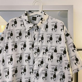 Cămașă pentru bărbați cu guler clasic în alb-negru