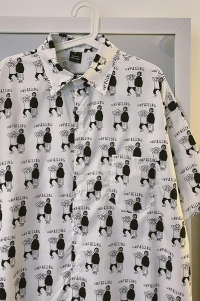 Cămașă pentru bărbați cu guler clasic în alb-negru