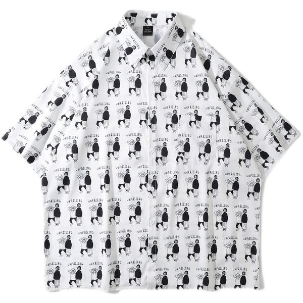 Cămașă pentru bărbați cu guler clasic în alb-negru