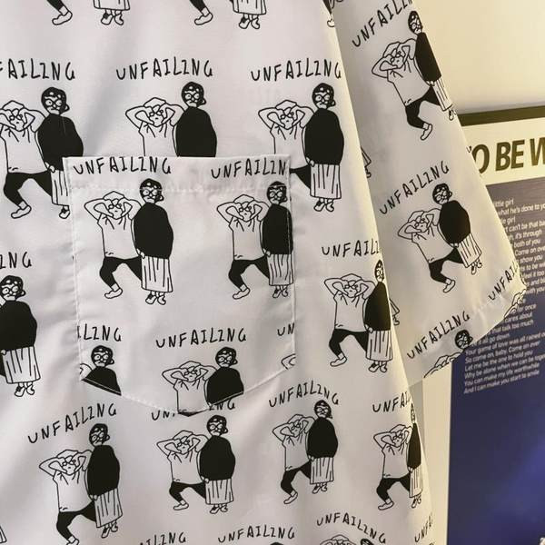 Cămașă pentru bărbați cu guler clasic în alb-negru