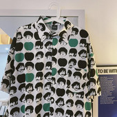 Cămașă bărbătească model retro cu guler clasic și mâneci scurte