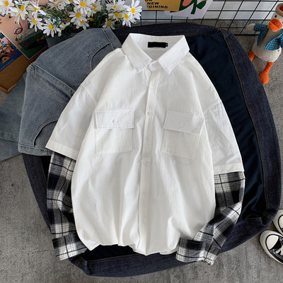 Cămașă bărbătească cu mâneci în carouri