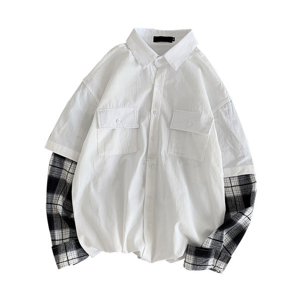 Cămașă bărbătească cu mâneci în carouri