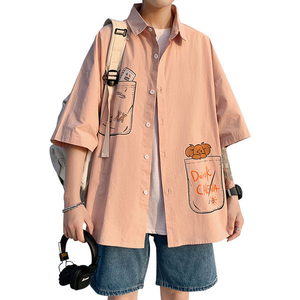 Cămașă bărbătească cu aplicație și inscripții în trei culori