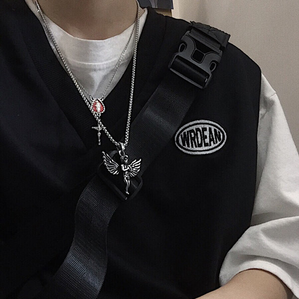 Lanț lung pentru bărbați modern cu pandantiv înger