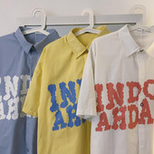 Cămașă de primăvară pentru bărbați cu guler și inscripție clasică