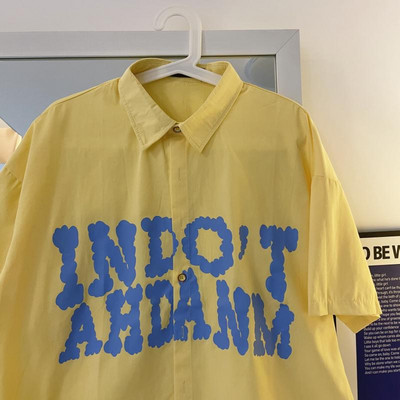 Cămașă de primăvară pentru bărbați cu guler și inscripție clasică