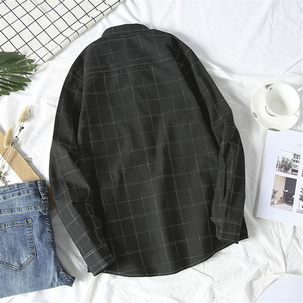 Cămașă casual bărbați în carouri cu mâneci lungi