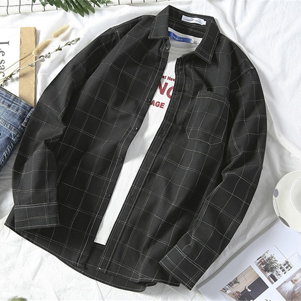 Cămașă casual bărbați în carouri cu mâneci lungi