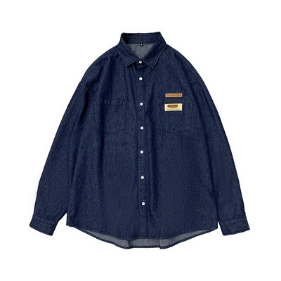 Ανδρικό πουκάμισο τζιν με έμβλημα