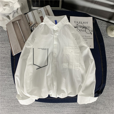 Ανδρικό πουκάμισο φαρδύ μοντέλο με μακριά μανίκια και τσέπη