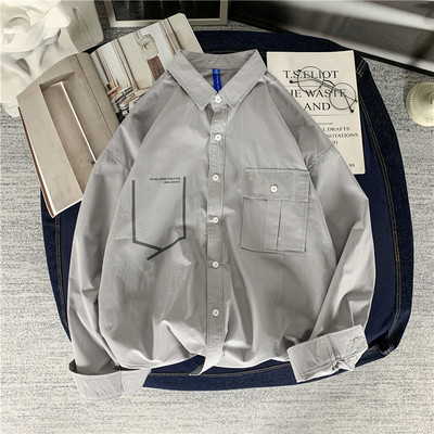 Ανδρικό πουκάμισο φαρδύ μοντέλο με μακριά μανίκια και τσέπη