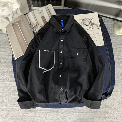 Ανδρικό πουκάμισο φαρδύ μοντέλο με μακριά μανίκια και τσέπη