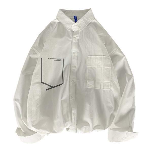 Ανδρικό πουκάμισο φαρδύ μοντέλο με μακριά μανίκια και τσέπη