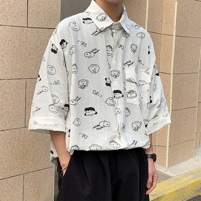 Cămașă casual bărbătească cu aplicație, buzunar și nasturi