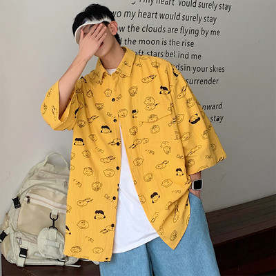 Cămașă casual bărbătească cu aplicație, buzunar și nasturi