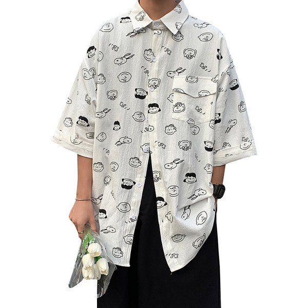 Cămașă casual bărbătească cu aplicație, buzunar și nasturi