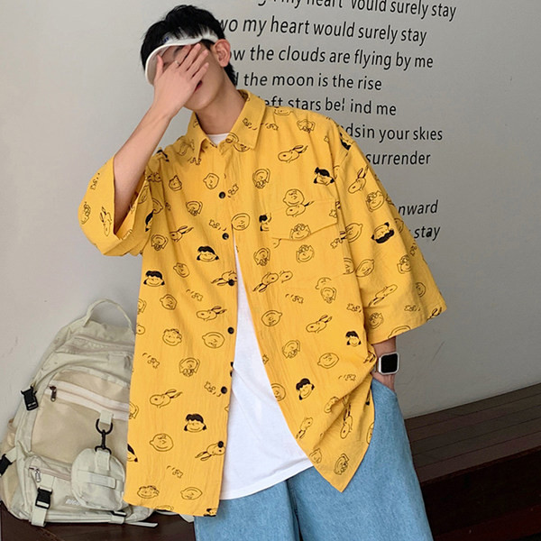 Cămașă casual bărbătească cu aplicație, buzunar și nasturi