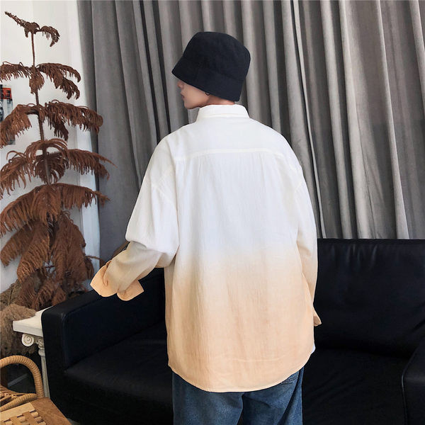 Cămașă casual bărbătească cu culoare irizată model larg