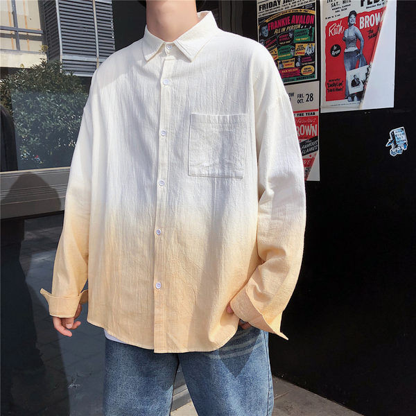 Cămașă casual bărbătească cu culoare irizată model larg